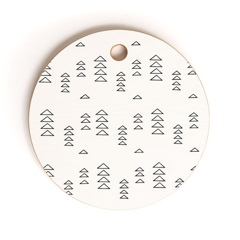 June Journal Minimalist Triangles in Black and White Cutting Board Round