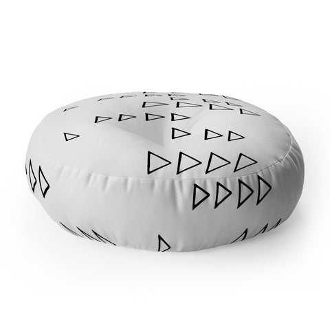 June Journal Minimalist Triangles in Black and White Floor Pillow Round