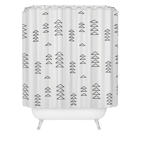 June Journal Minimalist Triangles in Black and White Shower Curtain