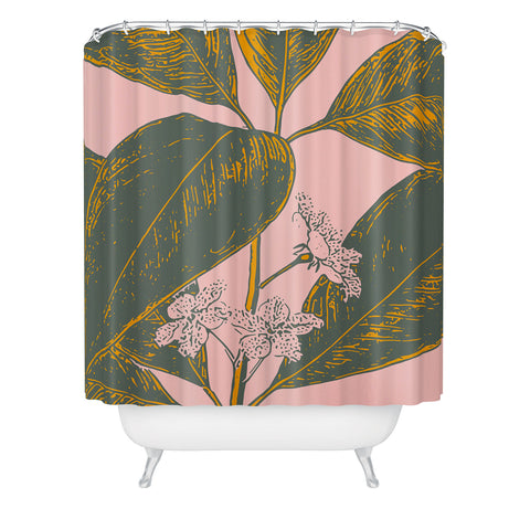 June Journal Modern Botanical Banana Leaf Shower Curtain