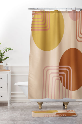 June Journal Modern Desert Abstract Shapes Shower Curtain And Mat