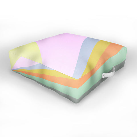 June Journal Pastel Rainbow Sunburst Outdoor Floor Cushion