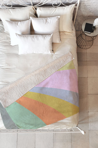 June Journal Pastel Rainbow Sunburst Fleece Throw Blanket