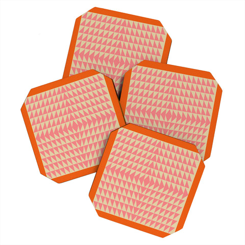 June Journal Pink and Orange Triangles Coaster Set