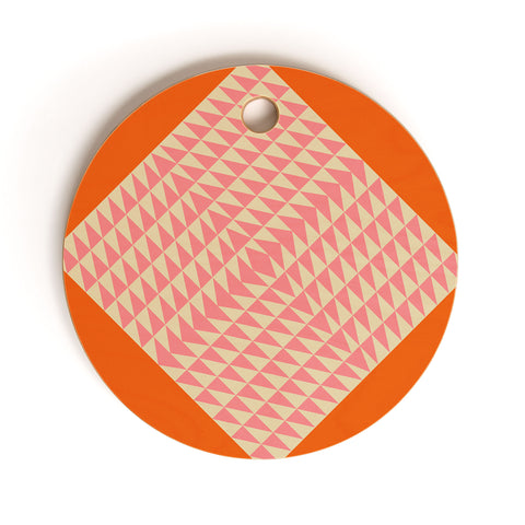 June Journal Pink and Orange Triangles Cutting Board Round