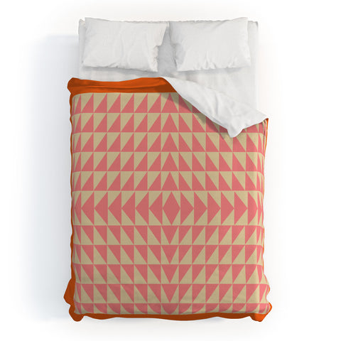 June Journal Pink and Orange Triangles Duvet Cover