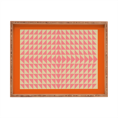 June Journal Pink and Orange Triangles Rectangular Tray