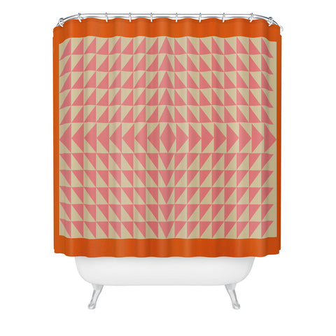 June Journal Pink and Orange Triangles Shower Curtain