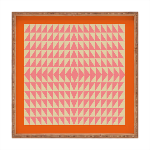 June Journal Pink and Orange Triangles Square Tray