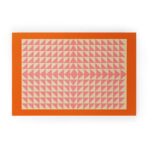 June Journal Pink and Orange Triangles Welcome Mat