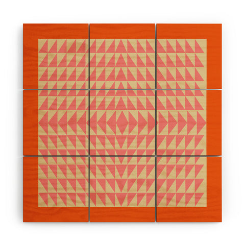 June Journal Pink and Orange Triangles Wood Wall Mural