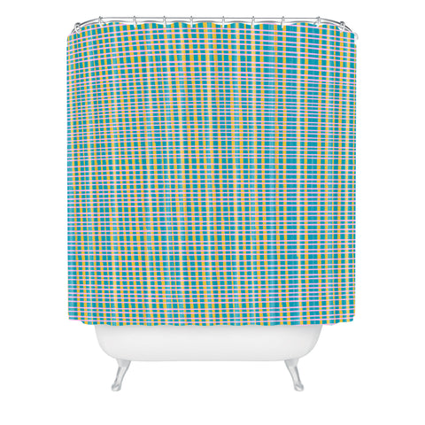 June Journal Plaid Lines in Blue Shower Curtain