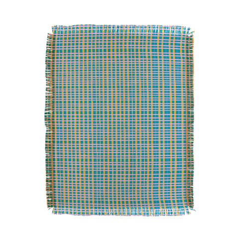 June Journal Plaid Lines in Blue Throw Blanket