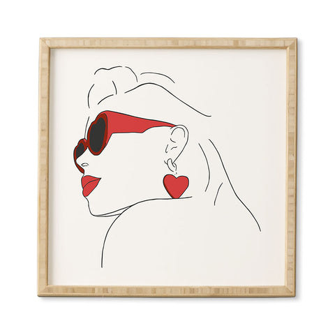 June Journal Red Sunglasses Woman Framed Wall Art