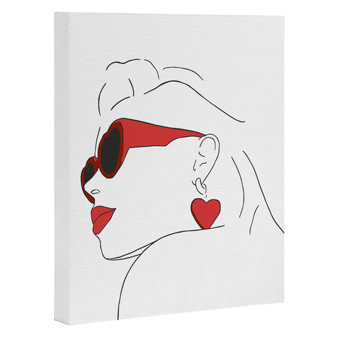 June Journal Red Sunglasses Woman Art Canvas