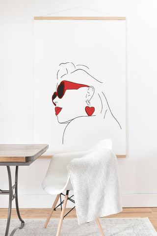 June Journal Red Sunglasses Woman Art Print And Hanger