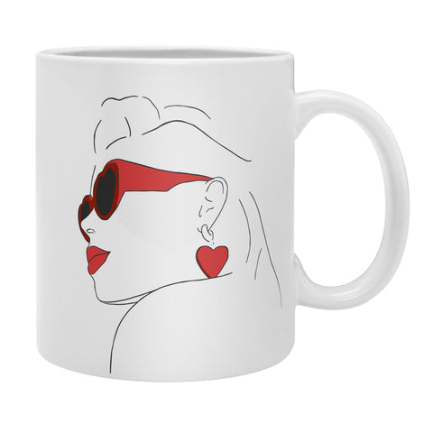 June Journal Red Sunglasses Woman Coffee Mug