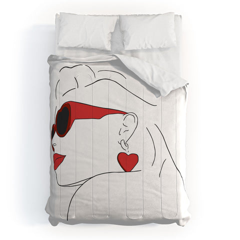 June Journal Red Sunglasses Woman Comforter