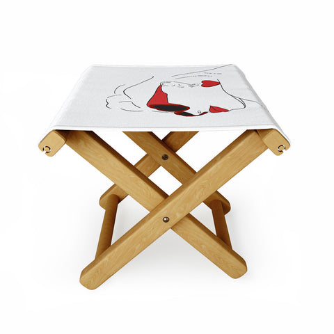 June Journal Red Sunglasses Woman Folding Stool