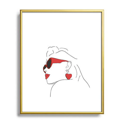 June Journal Red Sunglasses Woman Metal Framed Art Print
