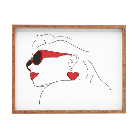 June Journal Red Sunglasses Woman Rectangular Tray