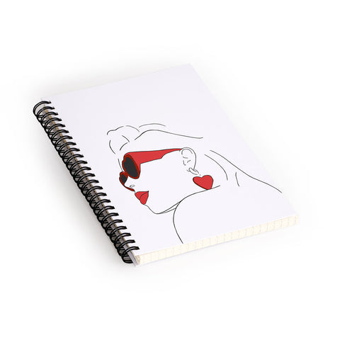 June Journal Red Sunglasses Woman Spiral Notebook