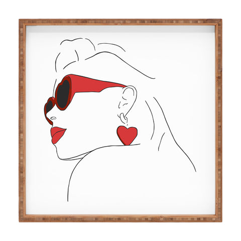 June Journal Red Sunglasses Woman Square Tray