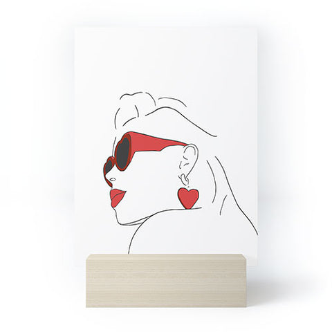 June Journal Red Sunglasses Woman Mini Art Print