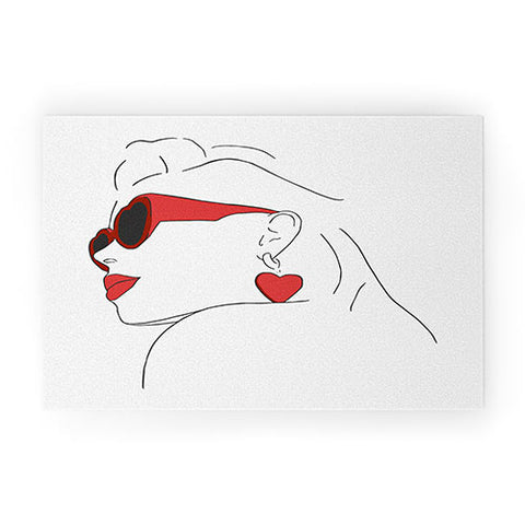 June Journal Red Sunglasses Woman Welcome Mat