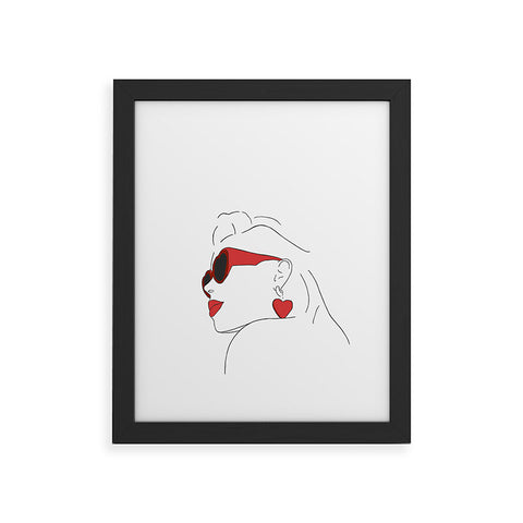 June Journal Red Sunglasses Woman Framed Art Print