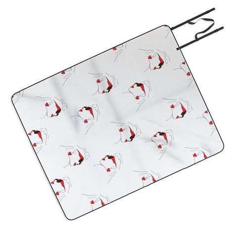 June Journal Red Sunglasses Woman Picnic Blanket