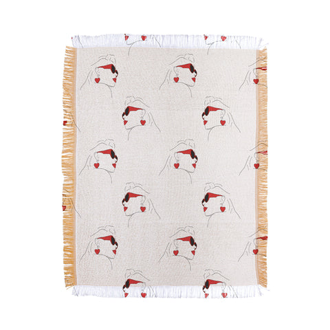 June Journal Red Sunglasses Woman Throw Blanket