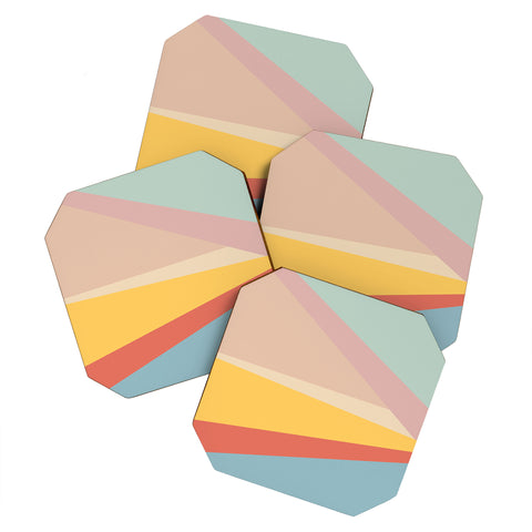 June Journal Retro Abstract Geometric Coaster Set