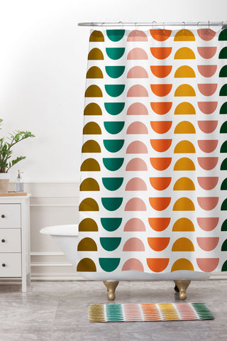 June Journal Retro Geometrics Shower Curtain And Mat