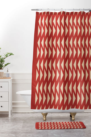 June Journal Shapes 30 in Red Shower Curtain And Mat