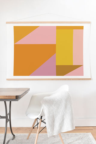 June Journal Shapes in Vintage Modern Pink Art Print And Hanger