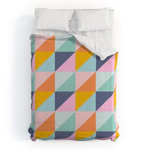 June Journal Simple Shapes Pattern in Fun Colors Duvet Cover