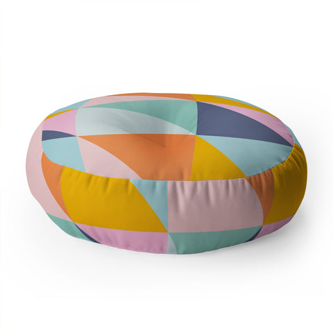 June Journal Simple Shapes Pattern in Fun Colors Floor Pillow Round
