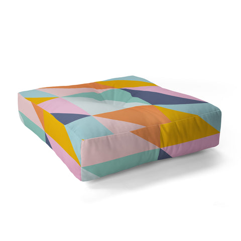 June Journal Simple Shapes Pattern in Fun Colors Floor Pillow Square