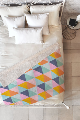 June Journal Simple Shapes Pattern in Fun Colors Fleece Throw Blanket