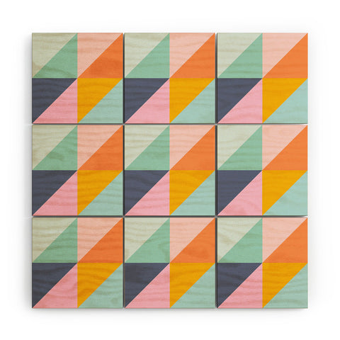 June Journal Simple Shapes Pattern in Fun Colors Wood Wall Mural
