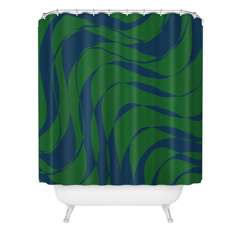 June Journal Swirls in Green and Blue Shower Curtain