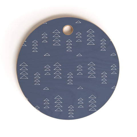 June Journal Triangles in Slate Blue Cutting Board Round