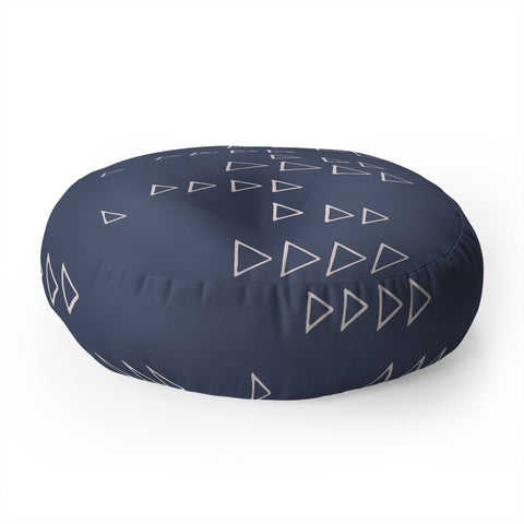 June Journal Triangles in Slate Blue Floor Pillow Round