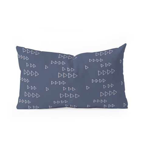 June Journal Triangles in Slate Blue Oblong Throw Pillow