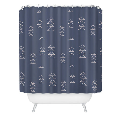 June Journal Triangles in Slate Blue Shower Curtain