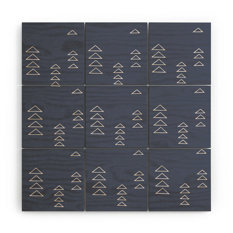 June Journal Triangles in Slate Blue Wood Wall Mural