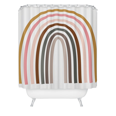 June Journal Whimsical Rainbow in Earthy Co Shower Curtain