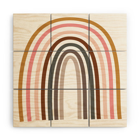 June Journal Whimsical Rainbow in Earthy Co Wood Wall Mural