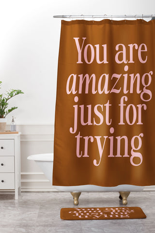 June Journal You Are Amazing Shower Curtain And Mat